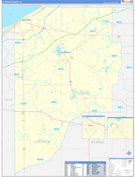 La Porte County, IN Wall Map Zip Code Basic Style 2024